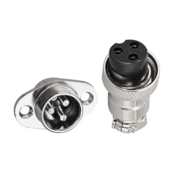 GX16 Connector 3pin Male and Female 2 Hole Flange Aviation Plug and Socket Solder Type