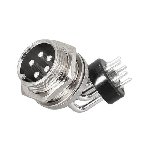 GX16 Connector 5Pin Straight Female Pulg to Right Angled Male Socket Front Mount Solder Type For PCB GX16 Connector 5Pin Straight Female Pulg to Right Angled Male Socket Front Mount Solder Type For PCB