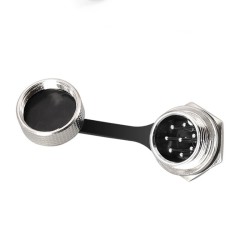 GX16 Connector IP67 Waterproof 8Pin Standard Type Straight Male Socket Back Mount with Metal Dust Cap