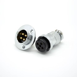 GX20 4 Pin Connector Standard Type Straight Female Pulg to Male Socket Flange Mounting Solder Cup For Cable