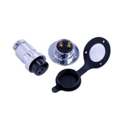 GX25 2 pin Connector Straight Flange Mount Connector