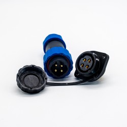 4 Pin Connector Waterproof Male Plug & Female Socket 2 Holes Flange Panel Mount Solder Type SP21 Series