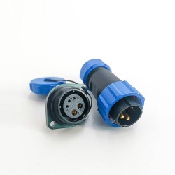 5 Pin Connector Waterproof Male Plug & Female Socket 2 Holes Flange Panel Mount Solder Type SP21 Series