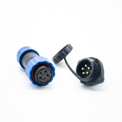 5 Pin Waterproof Connector Female Plug & Male Socket 2 Holes Flange Panel Mount Solder Type SP21 Series