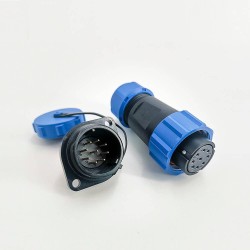 9 Pin Connector Waterproof Female Plug & Male Socket 2 Holes Flange Panel Mount Solder Type SP21 Series