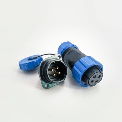 Elecbee 4 Pin Connector Waterproof Female Plug & Male Socket 2 Holes Flange Panel Mount Solder Type SP21 Series