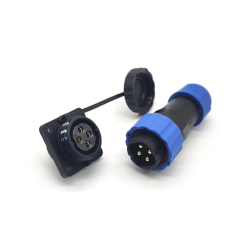Elecbee 4 Pin Connector Waterproof Male Plug & Female Socket 4 Holes Flange Panel Mount Solder Type SP21 Series