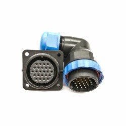 Elecje 24 pin SP29 Plug Angled & Socket 4 Hole Flange Aviation Connector