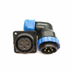 Elecje 5 pin SP29 Plug Angled&Socket 4 Hole Flange Panel Mount Solder Type