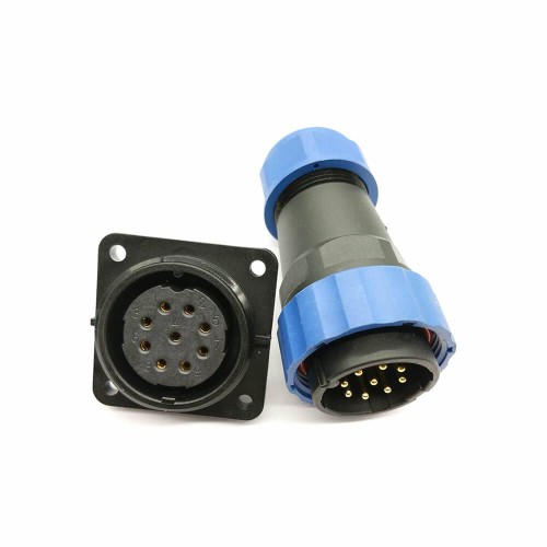 Elecje Connector SP29 9Pin Straight Plug&Socket 4 Hole Flange