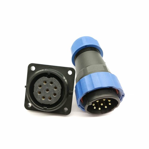 Elecje Connector SP29 9Pin Straight Plug&Socket 4 Hole Flange