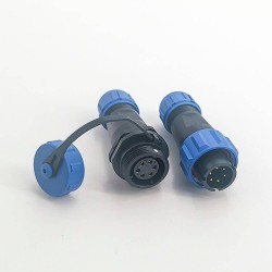 Elecje SP13 Connector Waterproof 6 pin in line Female Plug & Male Socket one pair straight With Waterproof Cover