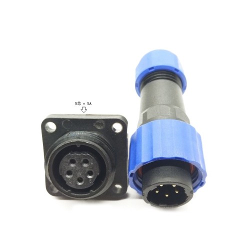 Elecje SP17 male Plug & FeMale Socket 4 hole flange panel mount SP17 5 pin Connector