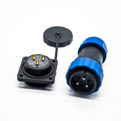 Elecje SP29 Series 3 pin Straight Plug&Socket 4 Hole Flange