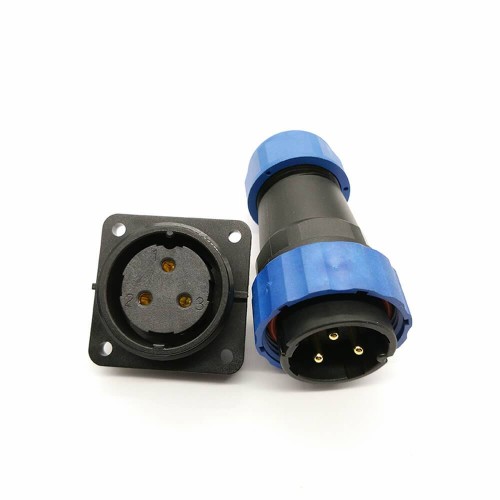 Elecje SP29 Series 3 pin Straight Plug&Socket 4 Hole Flange