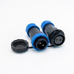 IP68 Connector SP21 Series 2 Pin Waterproof Circular Male Plug & Female Socket Connector In-Line Type