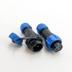 SP13 Series Waterproof Connector 2 pin in line Female Plug & Male Socket straight With Waterproof Cover