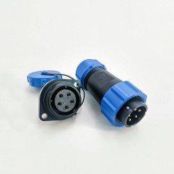 SP21 5 Pin Connector Waterproof Male Plug & Female Socket 2 Holes Flange Panel Mount Solder Type SP21 Series