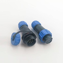 Waterproof Connectors IP68 Connectors SP13 Series 7 pin in line Female Plug & Male Socket straight With Waterproof Cover