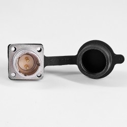TP12 2 Pin Male Socket 4 Hole Flange Connector Solder Cup For Cable With Rubber Dust Cap