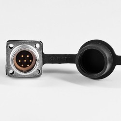 TP12 7 Pin Male Socket 4 Hole Flange Connector Solder Cup For Cable With Rubber Dust Cap