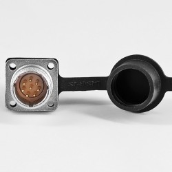 TP12 8 Pin Male Socket 4 Hole Flange Connector Solder Cup For Cable With Rubber Dust Cap
