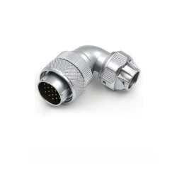 Aviation Waterproof Connector WF24/19pin TU Male Plug with metal clamping-nut Angled back shell Connector