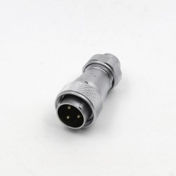 Male Plug TE WF24-3pin IP67 Plug with Straight Metal cable Clamping-nut Waterproof Connector