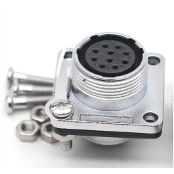 WS16 10pin Power Cable Connector, 4 Hole Flange Socket Aviation 500V High Voltage Connector