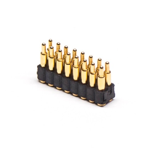 Double Row Pogo Pin Connector 16 Pin 2MM Pitch Gold Plating Side-mounted Double Row Pogo Pin Connector 16 Pin 2MM Pitch Gold Plating Side-mounted