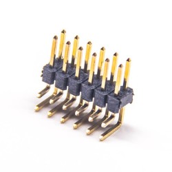 10pcs 2×6 Pin Right Angle Header DIP Type Double Row Gold Plating 2.54mm Pitch