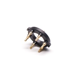 Circular Pogo Pin Connector 6 Pin Plug-in Type Gold Plating Brass 11MM Pitch Insert Welded