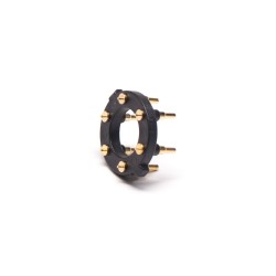 Circular Pogo Pin Connector 6 Pin Plug-in Type Gold Plating Brass 11MM Pitch Insert Welded