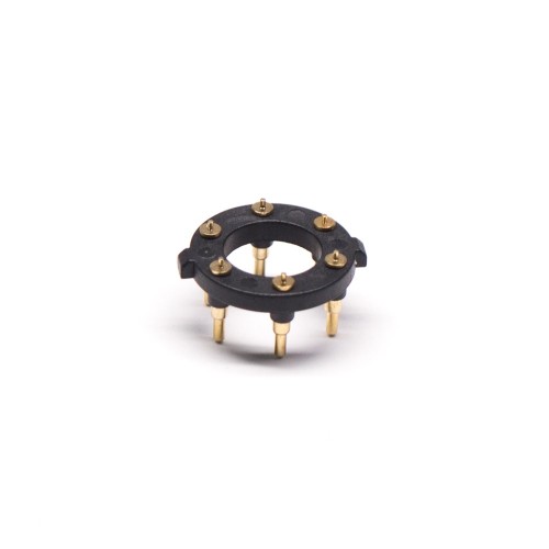 Circular Pogo Pin Connector 6 Pin Plug-in Type Gold Plating Brass 11MM Pitch Insert Welded Circular Pogo Pin Connector 6 Pin Plug-in Type Gold Plating Brass 11MM Pitch Insert Welded
