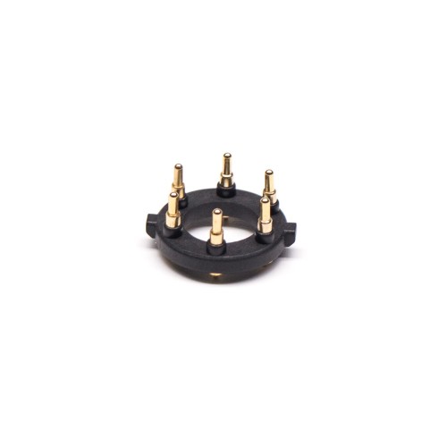 Circular Pogo Pin Connector 6 Pin Plug-in Type Gold Plating Brass 11MM Pitch Insert Welded Circular Pogo Pin Connector 6 Pin Plug-in Type Gold Plating Brass 11MM Pitch Insert Welded