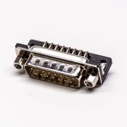 15 Pin D SUB Male Cable Connector Solder Type Right Angled with Staking 20pcs