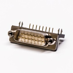 15 Pin D SUB Male Cable Connector Solder Type Right Angled with Staking 20pcs