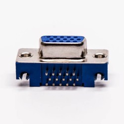 15 Pin HD D sub 90° Degree Blue 3.08 Staking Type Though Hole 20pcs