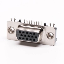 15 Pin HD D-sub Jack Right Angled Though Hole Black staking type 20pcs
