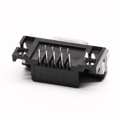 9 Pin Female Solder D Sub Connector RA Solder Type for PCB with Stamped Pin