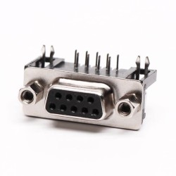 9 Pin Female Solder D Sub Connector RA Solder Type for PCB with Stamped Pin 20pcs