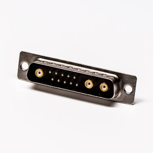 Coaxial D SUB Power Connector 13W3 180° Male Staking and Solder Type For Cable Mount Coaxial D SUB Power Connector 13W3 180° Male Staking and Solder Type For Cable Mount