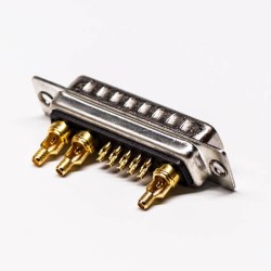 Coaxial D SUB Power Connector 13W3 180° Male Staking and Solder Type For Cable Mount