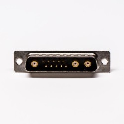 Coaxial D SUB Power Connector 13W3 180° Male Staking and Solder Type For Cable Mount
