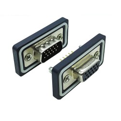 D SUB 15Pin Connector Straight Male Female Through Hole Serial Port 15Pin Waterproof 3 Row Solid pin