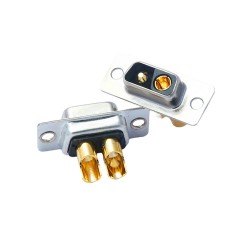 D-SUB 2V2 High Current Female Straight Solder Type 40A Gold Plated Solid Pin Single Hole