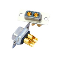 D-SUB 2W2 High Current Female Straight Solder Type 40A Gold Plated Solid Pin Single Hole