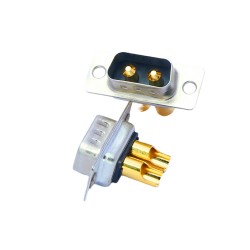 D-SUB 2W2 High Current Male Straight Solder Type 30A Gold Plated Solid Pin Single Hole