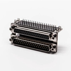 D Sub 37 Male Female Connector to Audio R/A Stacked Type Black Socket