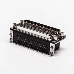 D Sub 37 Male Female Connector to Audio R/A Stacked Type Black Socket